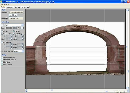 CSS-DIV-Slicer - Slices ohne Cuts bei einem Torbogen