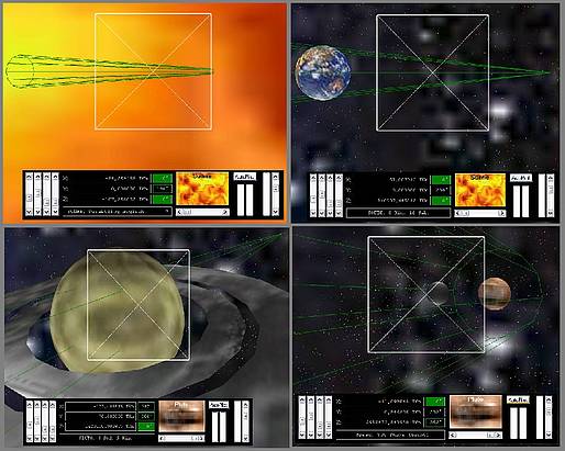 Delphi-Tutorials - OpenGL Planets - Visual guide beam across the solar system